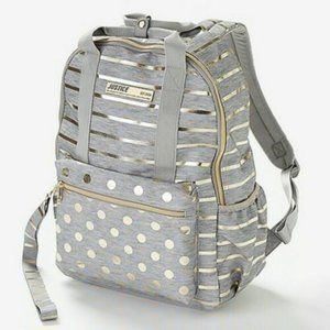 Grey Foil Stripe & Dot Backpack Bundle